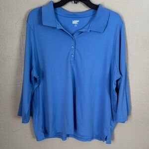 Lands End Women’s Collared Botton Shirt Blue Women’s Plus Size 2X 20W-22W